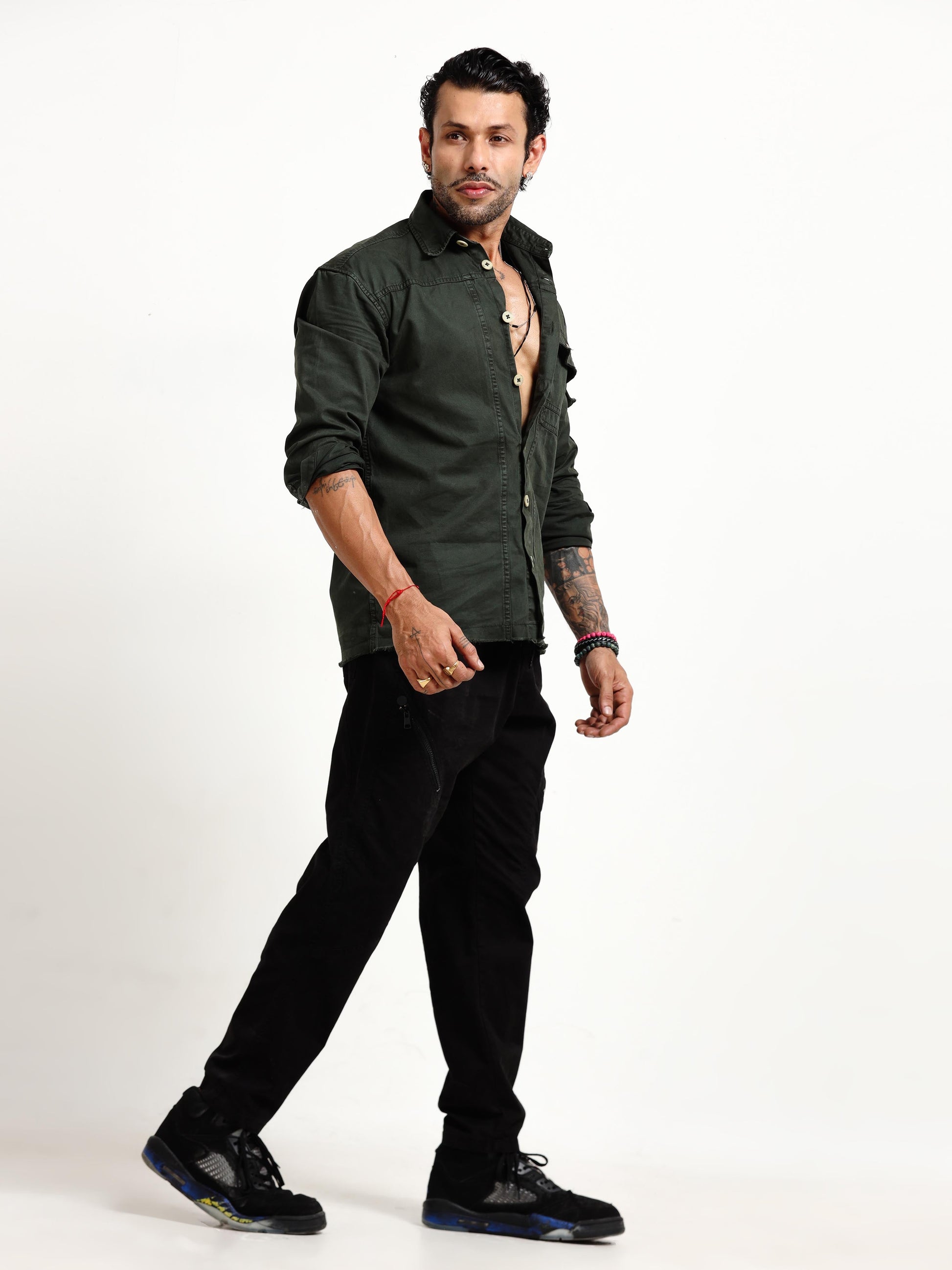 Shacket for men In Olive Color