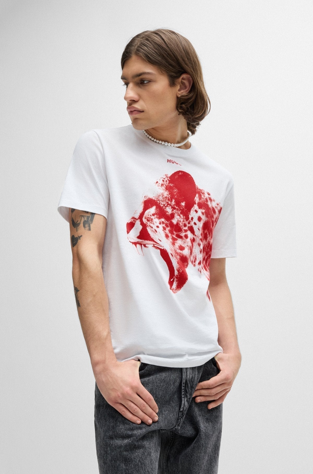 Red Violet Crew Neck Solid T-Shirt